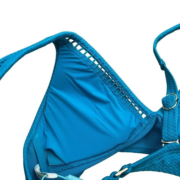 Sea Level Amazing Lace Long Line Tri Swim Bra Bikini Top Seafoam Blue Size 4 US - Picture 8 of 12